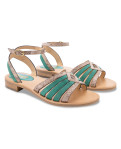 Flat sandals ARETHA VERT SERPENT 12